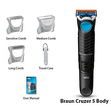 Braun Cruzer 5 Body Shaver, Travel Case with 3 Combs for Precision