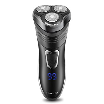 Electric Shaver, Rantizon R-11 Wet & Dry Cordless Rotary Shaver for Men Upgraded Triple-Track Blade...