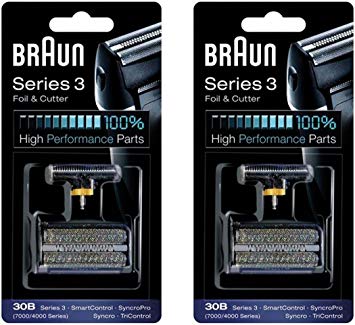 BRAUN 30B 7000 Series 4000 Series Mens Shaver Foil + Cutter Set Head Replacement, 2 Count