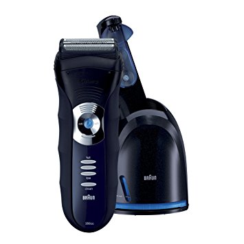 Braun Series 3 350cc Men's Electric Foil Shaver / Electric Razor with Charging Station, Black/Blue