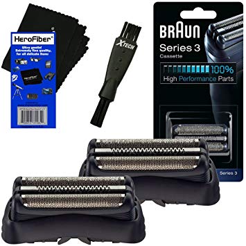 Braun 32B Replacement Foil Head Cassette, Black (2 pack) for Series 3 (new generation) + Double Ended...